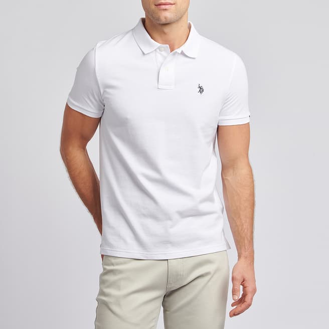 U.S. Polo Assn. White Pique Cotton Polo Shirt