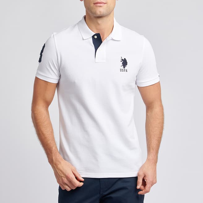 U.S. Polo Assn. White Player Pique Cotton Polo Shirt