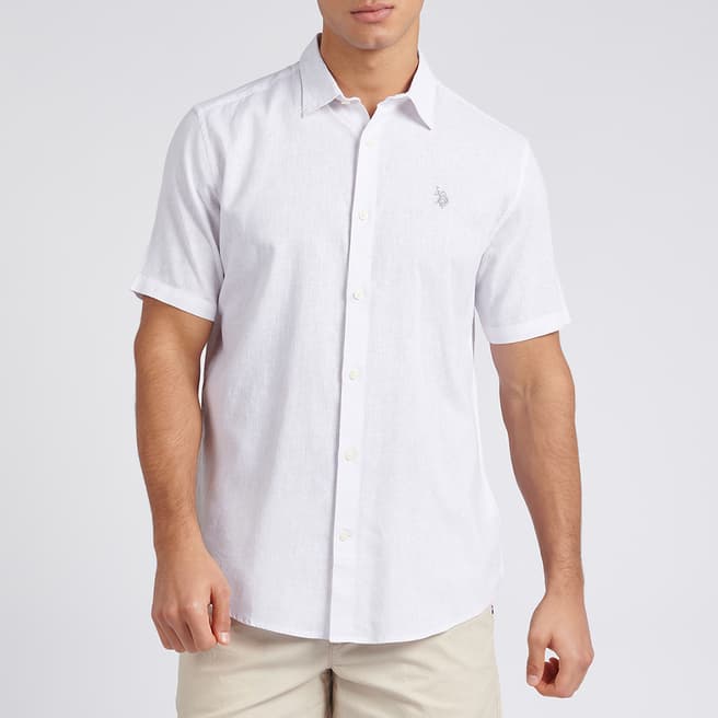 U.S. Polo Assn. White Short Sleeve Linen Blend Shirt