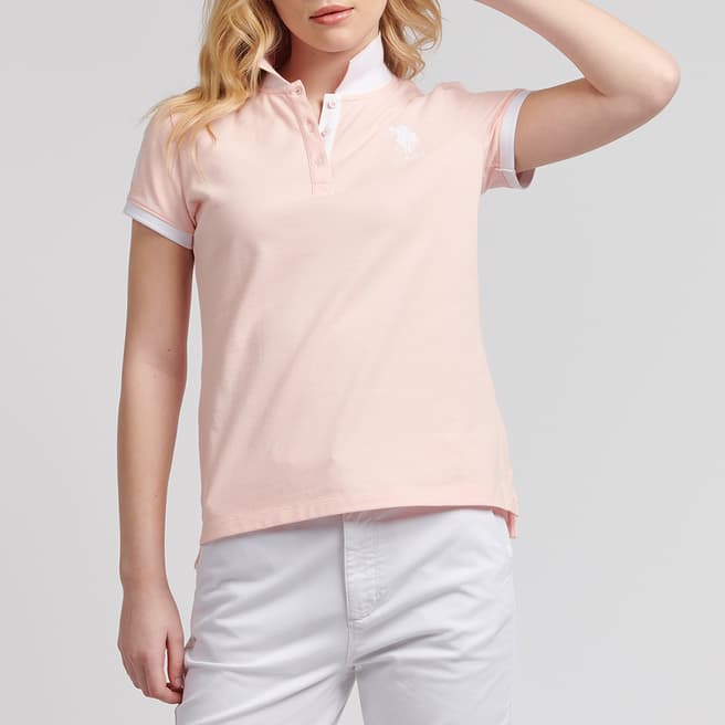 U.S. Polo Assn. Pink Embroidered Logo Cotton Blend Polo Shirt