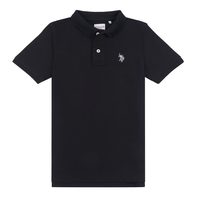 U.S. Polo Assn. Boy's Black Pique Cotton Polo Shirt