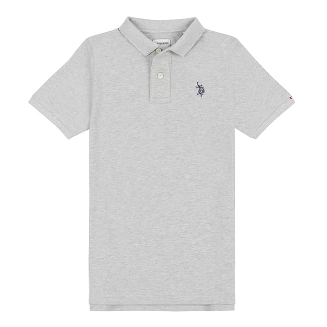 U.S. Polo Assn. Boy's Grey Pique Cotton Polo Shirt