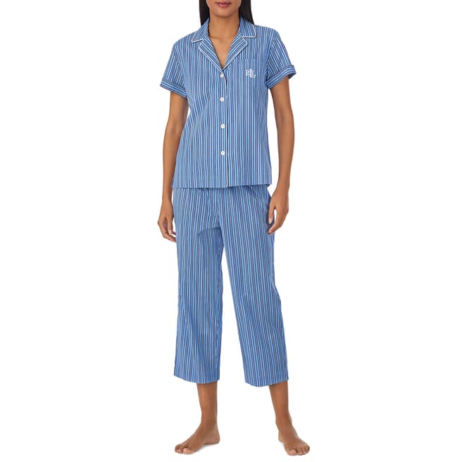 Ralph Lauren Blue Stripe Capri Pyjama Set