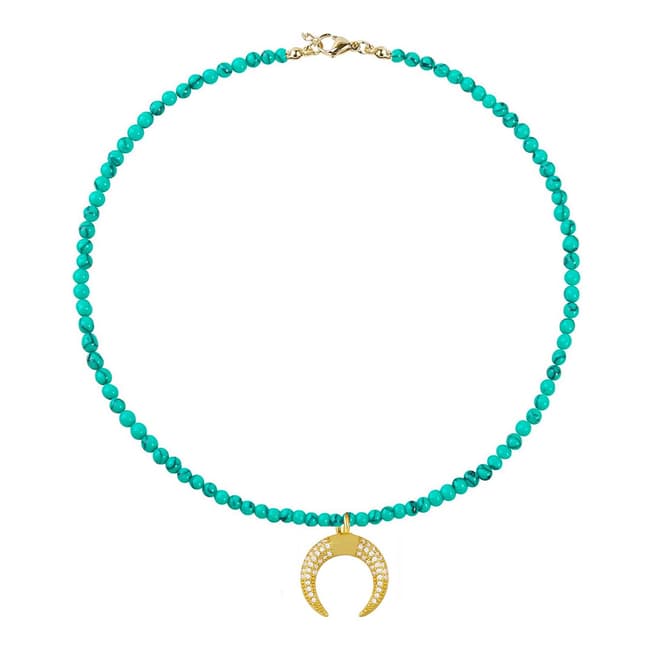 Chloe Collection by Liv Oliver 18K Gold Turquoise Moon Necklace