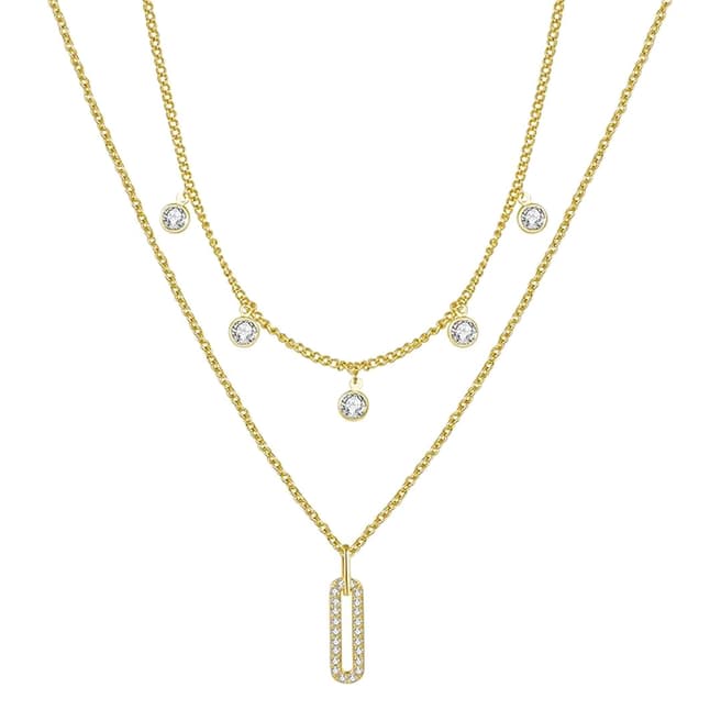 Liv Oliver 18K Gold Double Layer Embellished Necklace