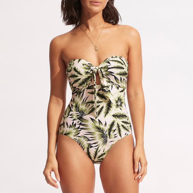 Seafolly Green Island In The Sun Twist Tie Front One Piece