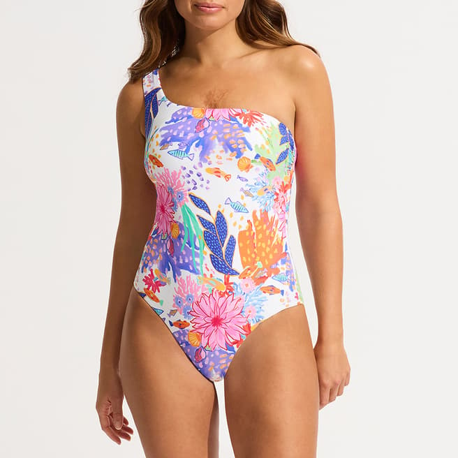 Seafolly White Under The Sea One Shoulder One Piece