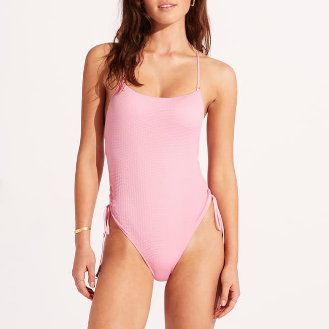 Seafolly Pink Sea Dive Drawstring Side One Piece