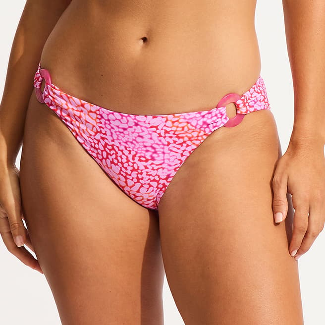 Seafolly Pink Sea Skin Trim Side Hipster Brief