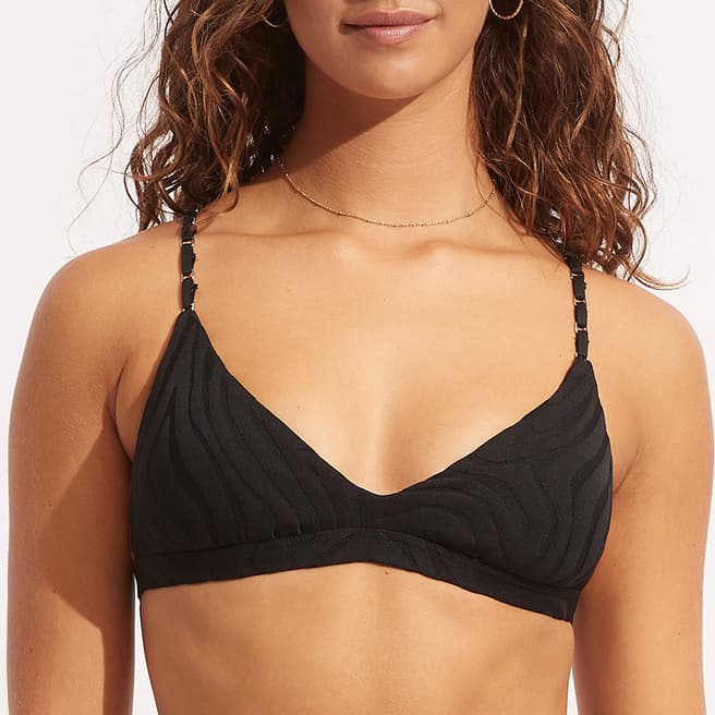 Seafolly Black Second Wave Fixed Triangle Bra