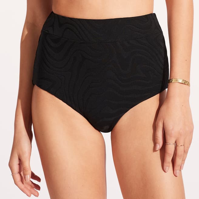 Seafolly Black Second Wave High Waisted Brief