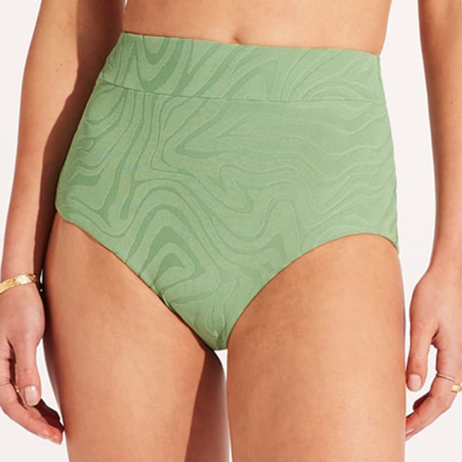 Seafolly Green Second Wave High Waisted Brief