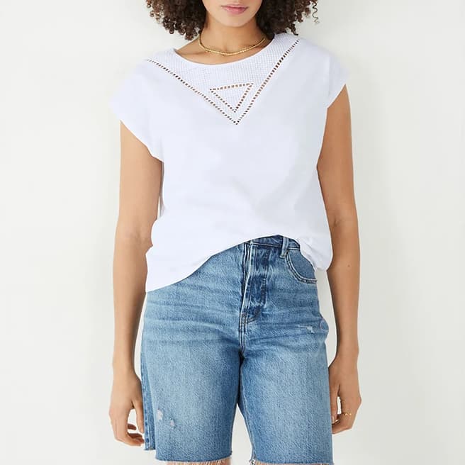 hush White Betty Crochet Cotton T-Shirt 