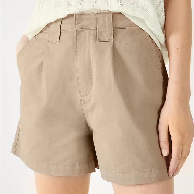 hush Beige Daisy Stretch Cotton Shorts