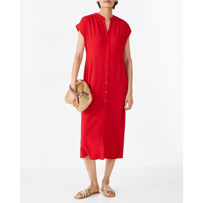 hush Red Textured Posy Midi Dress 