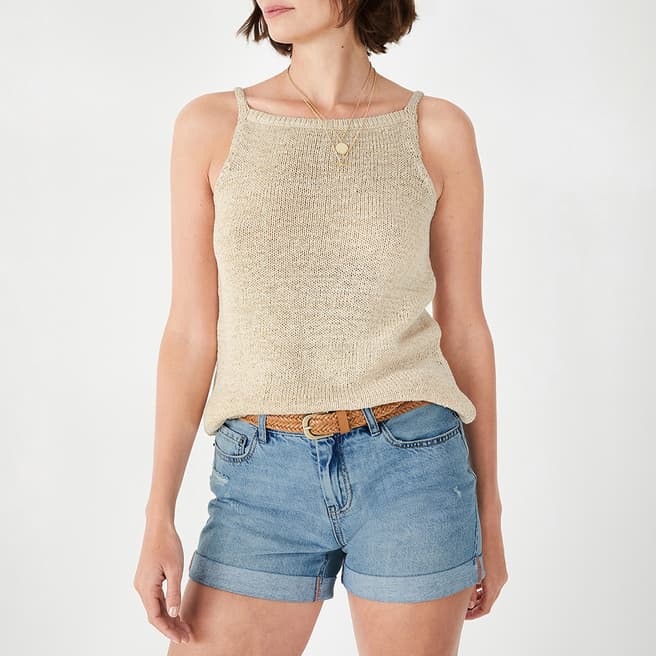 hush Natural Linen Blend Thara Knitted Tape Vest Top