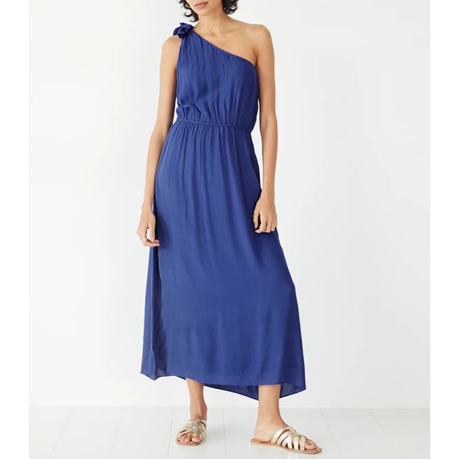 hush Blue Selena One Shoulder Midi Dress