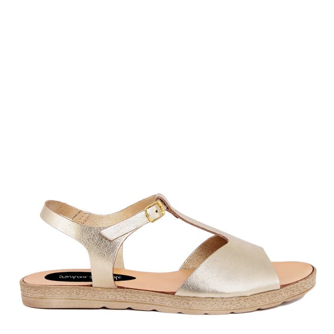 Fashion Attitude Gold T Bar Buckle Flat Sandals