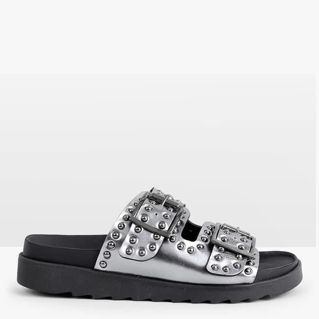 hush Silver Kapalua Studded Flat Sandals