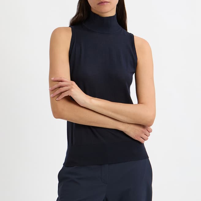 N°· Eleven Navy Wool Fine Knit Sleeveless Top