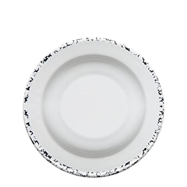 Bornn Set of 8 Enamel Monochrome White Deep Plate 23cm