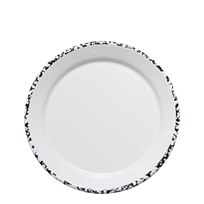 Bornn Set of 4 Enamel Monochrome White Large Flat Plate 25cm