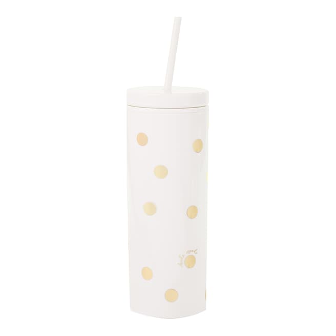 Kate Spade Acrylic Tumbler with Straw, Gold Dot with Script
