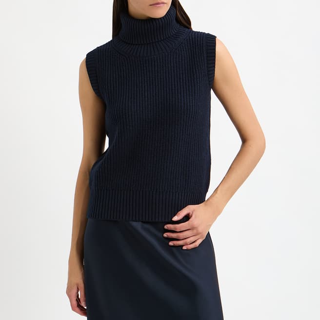 N°· Eleven Navy Sleeveless Knit Roll Neck Jumper