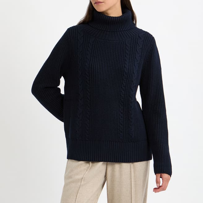 N°· Eleven Navy Cable Knit Roll Neck Jumper