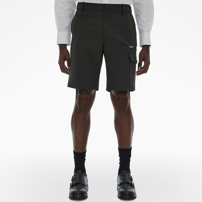 HELMUT LANG Charcoal Twill Wool Blend Shorts