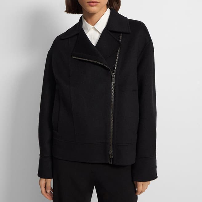 Theory Black Moto Cashmere Blend Jacket 