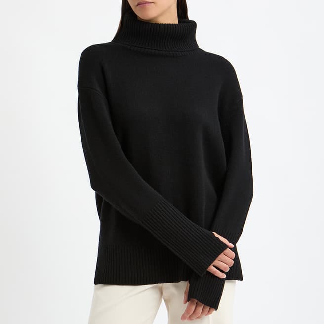 N°· Eleven Black Cashmere Blend Deep Cuff Jumper