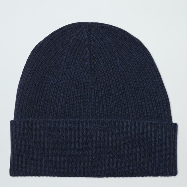 N°· Eleven Navy Cashmere Ribbed Beanie