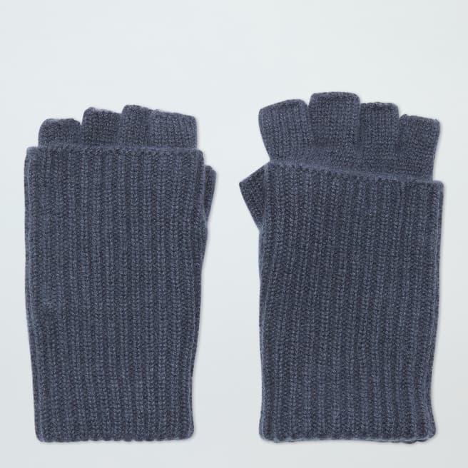 N°· Eleven Slate Cashmere Ribbed Fingerless Gloves