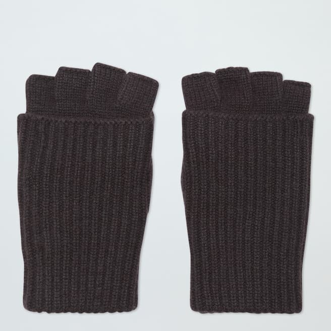 N°· Eleven Brown Cashmere Ribbed Fingerless Gloves