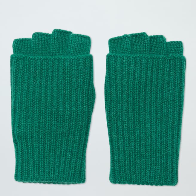 N°· Eleven Green Cashmere Ribbed Fingerless Gloves