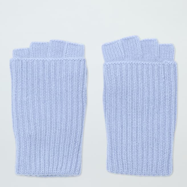 N°· Eleven Blue Cashmere Ribbed Fingerless Gloves