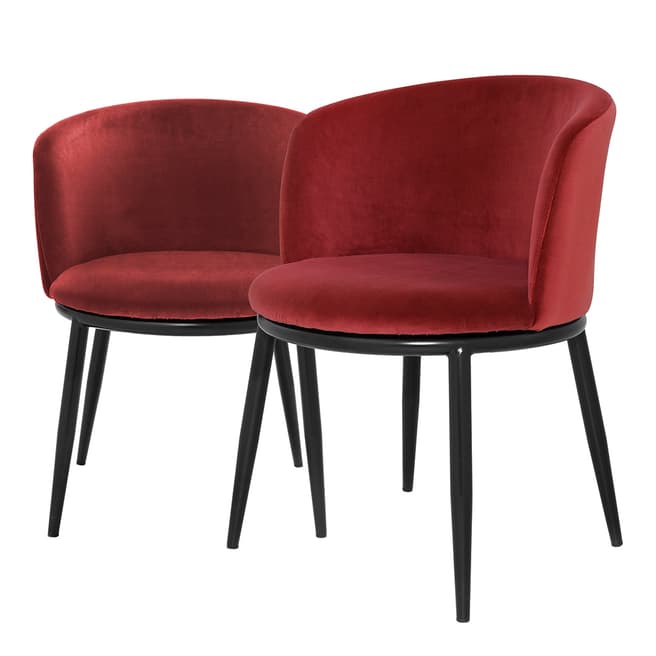 Eichholtz Filmore Dining Chair, Cameron Red, Set of 2