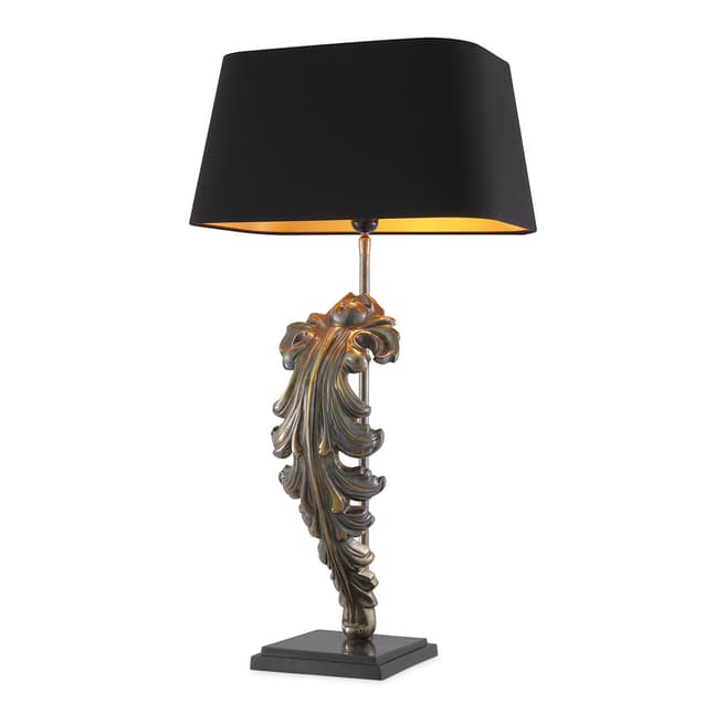 Eichholtz Beau Site Table Lamp, Vintage Brass incl Black shade
