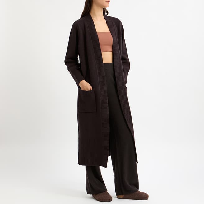 N°· Eleven Brown Wool Longline Cardigan