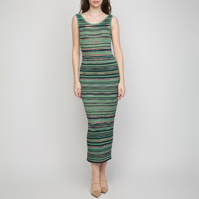 M Missoni Green Backless Stripe Dress