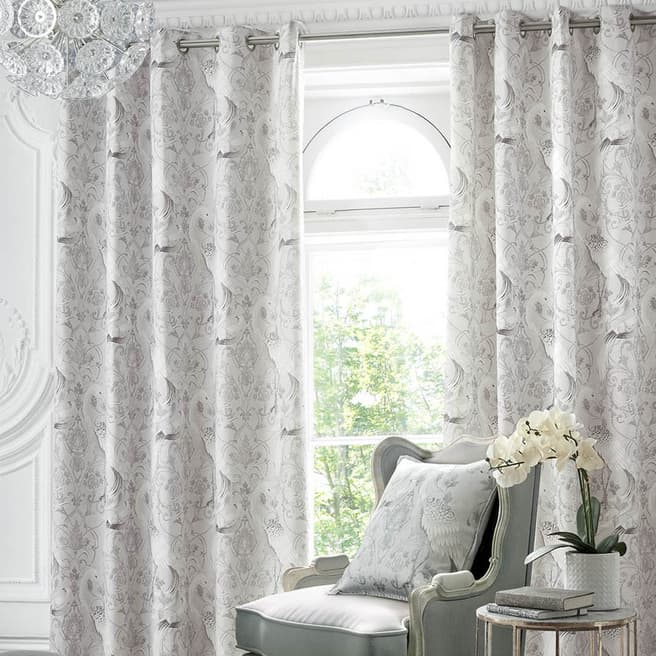 Laura Ashley Tregaron Silver 162x228cm Eyelet Curtains