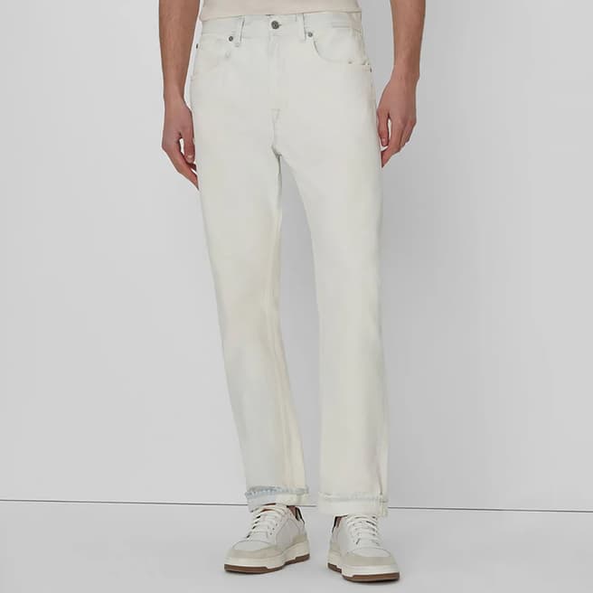 7 For All Mankind White Cooper Straight Jeans