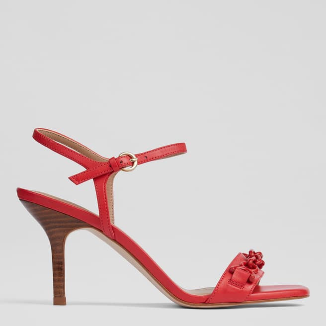 L K Bennett Red Leather Ivonne Heeled Sandals