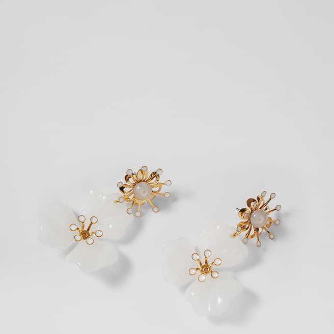 L K Bennett Cream, Gold Florella Earrings