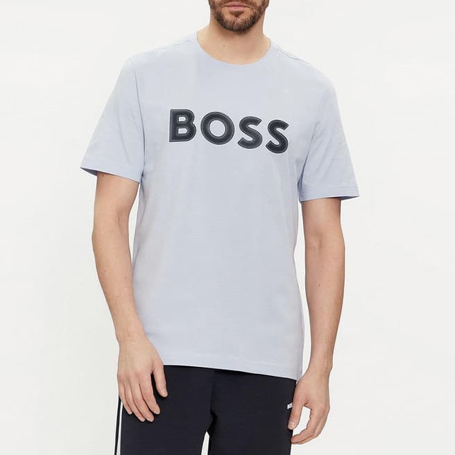 BOSS Light Blue Regular Fit Cotton T-Shirt