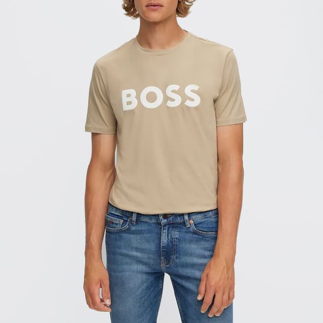 BOSS Beige Jersey Cotton T-Shirt