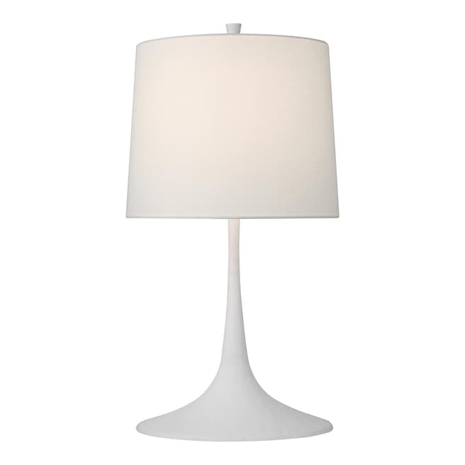 Barbara Barry for Visual Comfort & Co. Oscar Medium Sculpted Table Lamp in Plaster White with Linen Shade