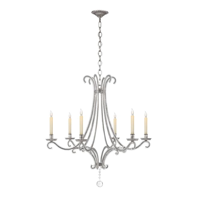 Chapman & Myers for Visual Comfort & Co. Oslo Medium Chandelier in Burnished Silver Leaf with Crystal