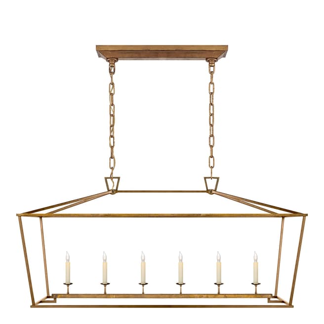 Chapman & Myers for Visual Comfort & Co. Darlana Large Linear Lantern in Gilded Iron